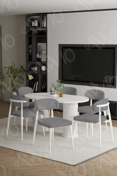 AVVİO VERMOND PTT Ayak  BEYAZ Polo Metal Sandalye 80X160 Yemek Masası Mutfak Masası Masa Sandalye Takımı - Resim 2