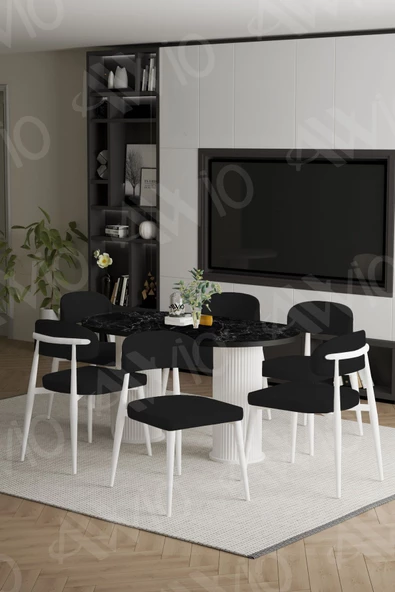 AVVİO LEA PTT Ayak  BEYAZ Polo Metal Sandalye 80X160 Yemek Masası Mutfak Masası Masa Sandalye Takımı ürün görseli