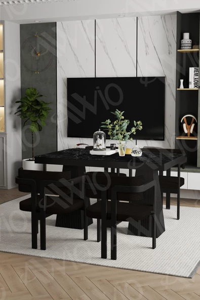 AVVİO Veroni Lake Mdf Ayak Tokyo Demonte Sandalye 80x120 Yemek Masası Mutfak Masası 4 Kişilik - Resim 2