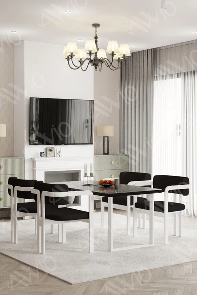 AVVİO MİTRA MetalAyak Tokyo Demonte Sandalye 80x120 Yemek Masası Mutfak Masası 4 Kişilik - Resim 2