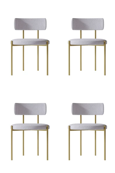 AVVİO Alisa Mat Gold 4 'lü Yemek Odası Mutfak Masası Cafe Restorant Sandalyesi (TEDDY SANDALYE) ürün görseli