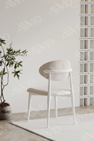 AVVİO Silva PoloSandalye Beyaz Mutfak Salon Yemek Odası Sandalyesi Metal Ayak - Resim 2