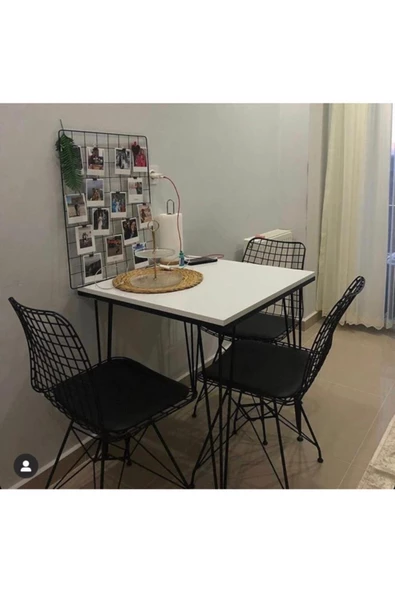 AVVİO 70x70 Ezgi 3 Kişilik Yemek Masası Takımı-mutfak Masası Takımı-beyaz - Resim 2