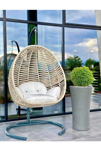 AVVİO Tek Kişilik El Örgüsü Makrome Bahçe Salıncağı Gri Kapalı Askılı Tekli Salıncak Hamak ürün görseli