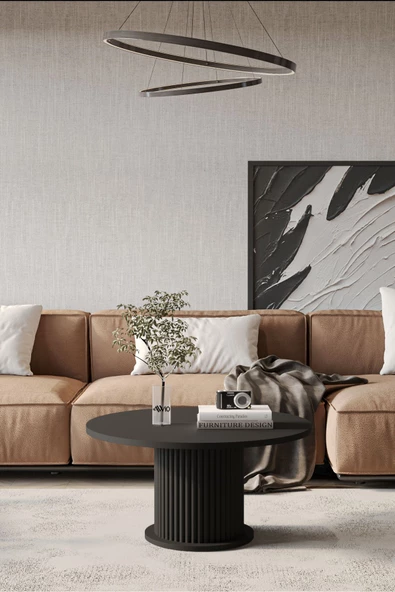 AVVİO Woven Lake MDF AYAK  Modern Yuvarlak Orta Sehpa 70 CM - 2