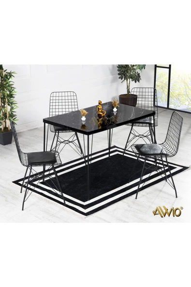 AVVİO 80x120 Home Mira 4 Kişilik Kafes Sandalyeli Masa Sandalye Takımı ürün görseli