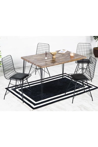 AVVİO Malta 80-120 Yemek Masası Takımı-mutfak Masası Takımı-balkon Masa Takımı -ceviz ürün görseli