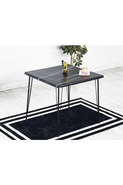 AVVİO Erva Yemek Masası Takımı Siyah Mermer - Resim 2