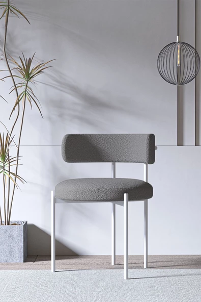 AVVİO LENA Beyaz Teddy  Sandalye Yemek Odası Sandalyesi Mutfak Masası Sandalyesi ürün görseli