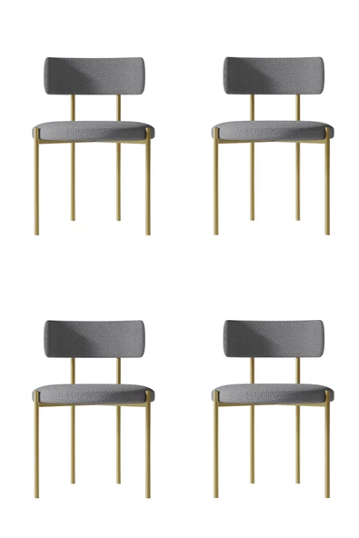 AVVİO Alisa Mat Gold 4 'lü Yemek Odası Mutfak Masası Cafe Restorant Sandalyesi (TEDDY SANDALYE) ürün görseli