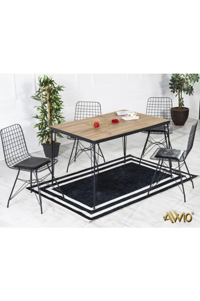 AVVİO Arya 4 Kişilik 80x120 Yemek Masası Takımı-mutfak Masası Takımı-akça Oval Kenar ürün görseli