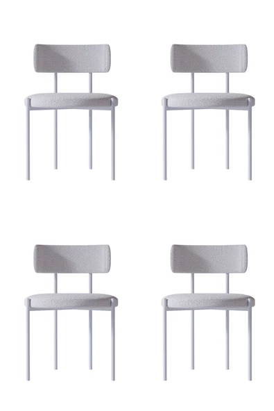 AVVİO Vilza 4'LÜ Beyaz Yemek Odası  Mutfak Masası Sandalyesi Cafe Makyaj Sandalyesi (TEDDY SANDALYE) ürün görseli