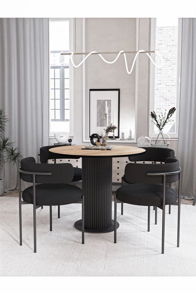 AVVİO DOLUNAY 90 X 90 YUVARLAK MASA MUTFAK MASASI TAKIMI YEMEK ODASI MASASI TAKIMI - Resim 2