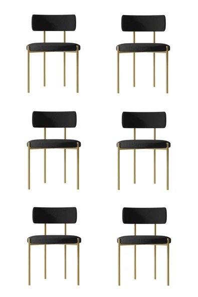 AVVİO Vista Mat Gold 6 'lI Yemek Odası Mutfak Masası  Cafe Restorant Sandalyesi (TEDDY SANDALYE)
