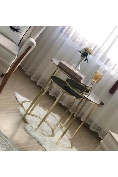 AVVİO Home Vera 3'lü Aynalı Lüx Zigonsehpa(Gold-bronz Ayna) - 2