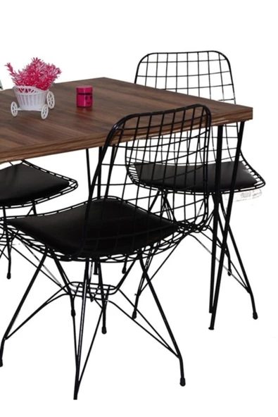 AVVİO 60x120 Defne 4 Kişilik Yemek Masası Mutfak Masası Masa Sandalye Oval Kenar - Resim 2