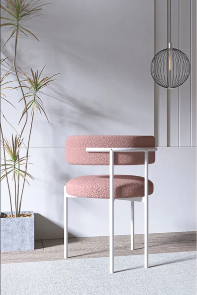 AVVİO LENA Beyaz Teddy  Sandalye Yemek Odası Sandalyesi Mutfak Masası Sandalyesi - Resim 2