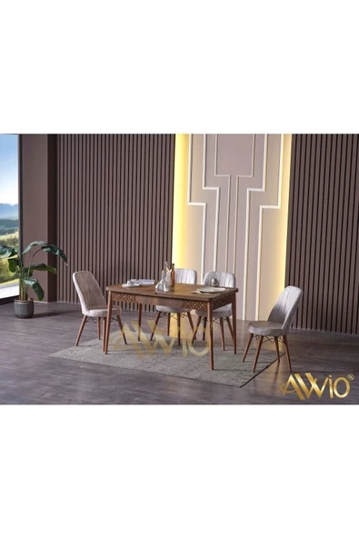 AVVİO Belinda Yemek Masası Mutfak Masası Açılır Masa Takımı 4 Sandalyeli ürün görseli