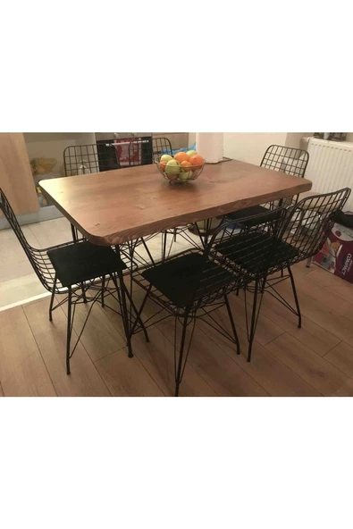 AVVİO 80x120 Kütük 6 Sandalyeli Yemek Masası Takımı-mutfak Masası Takımı ürün görseli