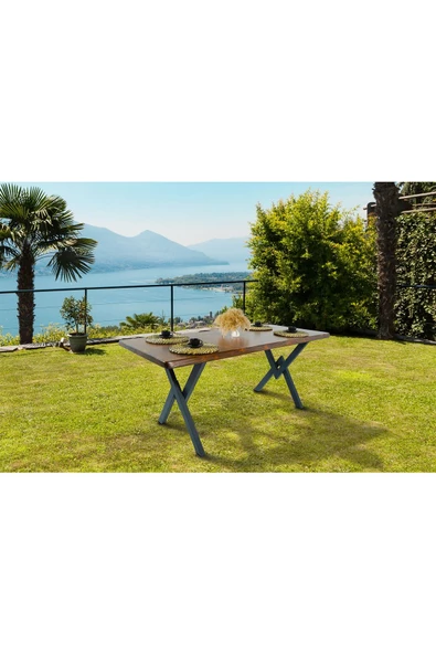 AVVİO 6 Kişilik Kütük Bahçe Masası- Balkon Masası Takımı (80x180) ürün görseli