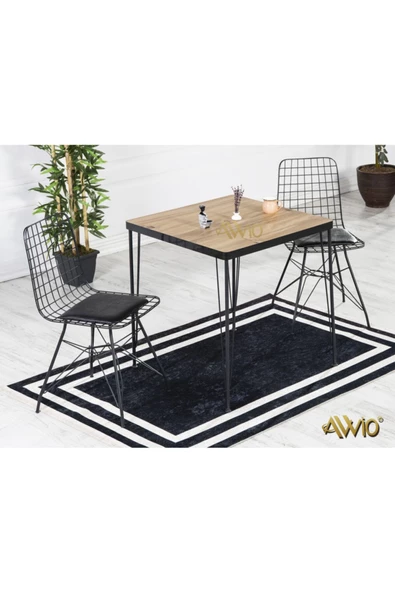 AVVİO 70x70 Eylül 2 Kişilik Yemek Masası Takımı-mutfak Masası Takımı- Ceviz Oval Kenar