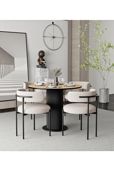 AVVİO RİO 90X90 YUVARLAK MUTFAK MASASI TAKIMI YEMEK MASASI TAKIMI - Resim 2