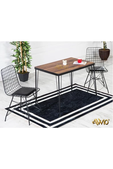 AVVİO 60x90 Tekir 2 Kişilik Yemek Masası Takımı-mutfak Masası Takımı-ceviz ürün görseli