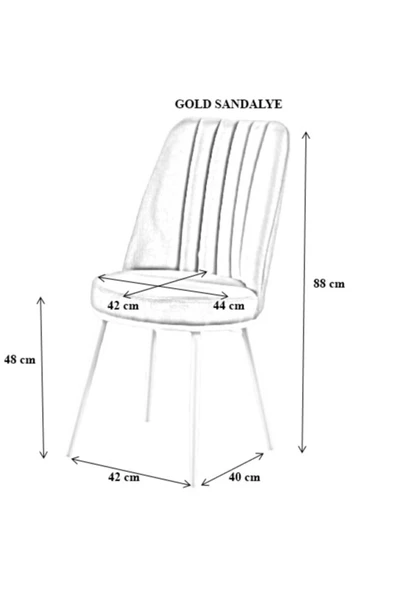 AVVİO Gold Sandalye- Yemek Masası Sandalyesi - Mutfak Masası Sandalyesi Gri Renk- Metal Siyah Ayak - Resim 2