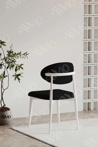 AVVİO Silva PoloSandalye Beyaz Mutfak Salon Yemek Odası Sandalyesi Metal Ayak - Resim 2