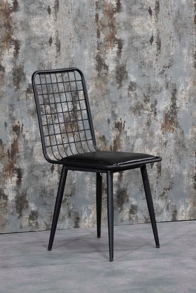 AVVİO Siyah Kalın Tel Sandalye- Mutfak Masa Sandalyesi - Resim 2