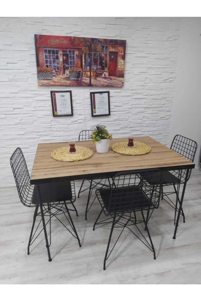 AVVİO Mercan 4 Kişilik 60-120 Yemek Masası Takımı-mutfak Masası Takımı-balkon Masa Takımı Oval Kenar