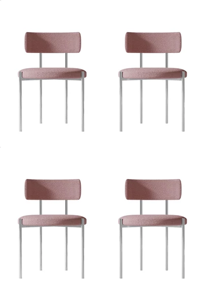 AVVİO Tina Gümüş 4 'lü Yemek Odası  Mutfak Masası Sandalyesi Cafe Restorant Sandalyesi (TEDDY SANDALYE) ürün görseli