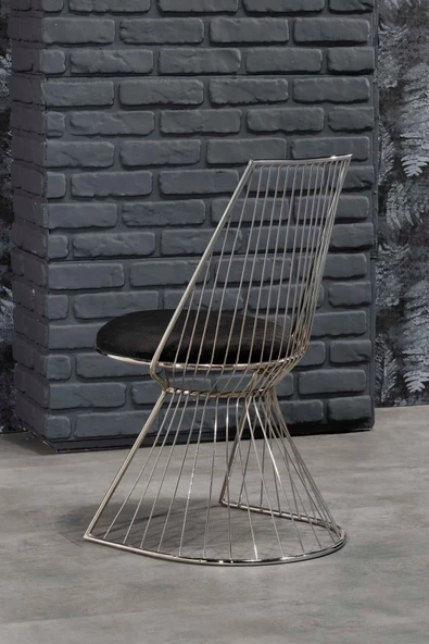 AVVİO Ladre Gümüş Yemek Masası Sandalyesi - Resim 2