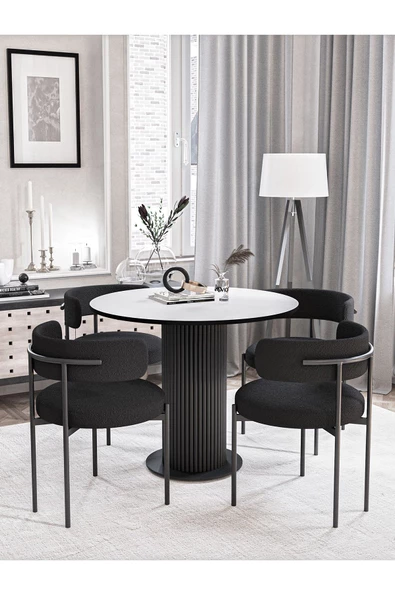 AVVİO DOLUNAY 90 X 90 YUVARLAK MASA MUTFAK MASASI TAKIMI YEMEK ODASI MASASI TAKIMI ürün görseli