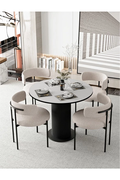 AVVİO Rio 90x90 Lake Mdf Ptt Ayak Yuvarlak Mutfak Masası Takımı Yemek Masası Takımı ürün görseli