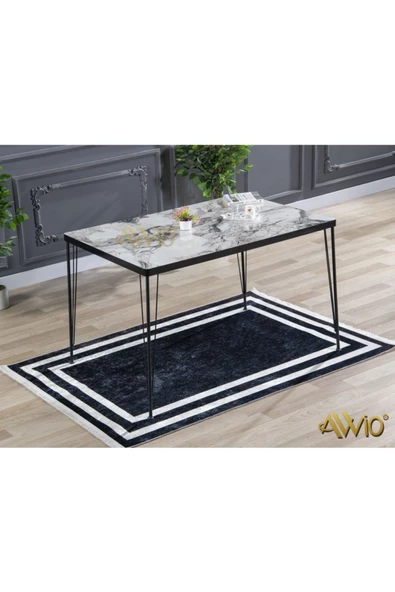 AVVİO 80x120 4 Kişilik Yemek Masası Takımı-mutfak Masası Takımı-beyaz Mermer Desenli Oval Kenar - 2