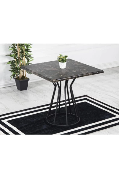 AVVİO 2 Kişilik 80x80 Yemek Masası Takımı Mutfak Masası Takımı Kahve - Resim 2