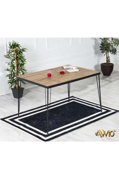 AVVİO 80x120 Tekir Akçağaç 4 Kişilik Yemek Masası Takımı-mutfak Masası Takımı-ceviz Oval Kenar - Resim 2