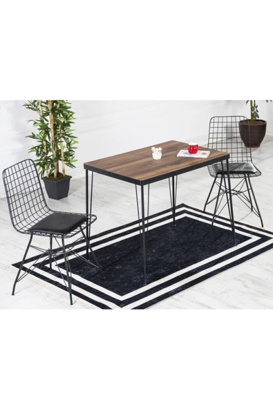 AVVİO Valentin 2 Kişilik Yemek Masası Takımı-mutfak Masası Takımı- Ceviz 70x110 Oval Kenar