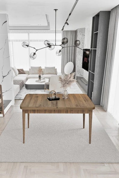 AVVİO Sümela 80x130(KAPALI) 80x170(AÇIK) Yemek Masası Takımı Mutfak Masası Takımı Krem 6 Sandalyeli - Resim 2