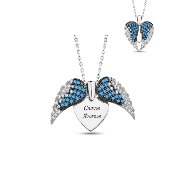 925 ayar Gümüş Canım Annem Yazılı Melek Anne Kolye - 4