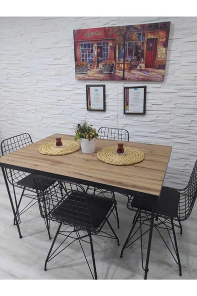 AVVİO Mercan 4 Kişilik 60-120 Yemek Masası Takımı-mutfak Masası Takımı-balkon Masa Takımı Oval Kenar - Resim 2