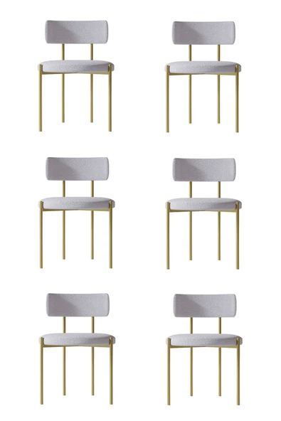 AVVİO Vista Mat Gold 6 'lI Yemek Odası Mutfak Masası  Cafe Restorant Sandalyesi (TEDDY SANDALYE)