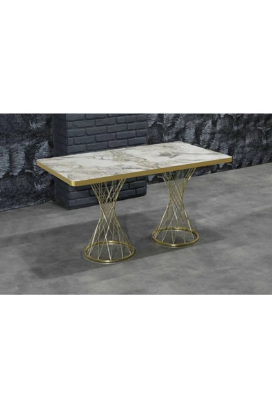 AVVİO 80x120 Viva 4 Kişilik Beyaz Mermer Görünümlü Mutfak Masası Takımı - Resim 2