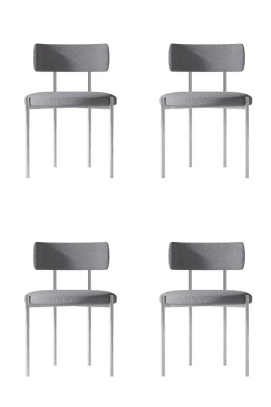 AVVİO Tina Gümüş 4 'lü Yemek Odası  Mutfak Masası Sandalyesi Cafe Restorant Sandalyesi (TEDDY SANDALYE) ürün görseli