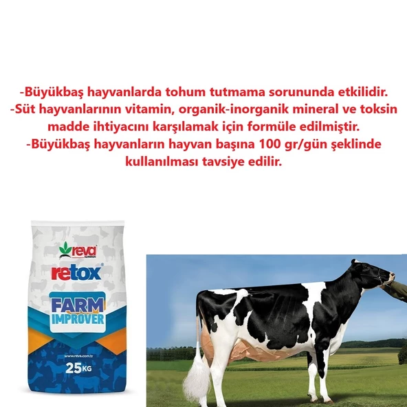 Retox Farm Improver Büyükbaş Hayvan Tohum Sorunu Etkili Yem Katkı-25 Kg - 2