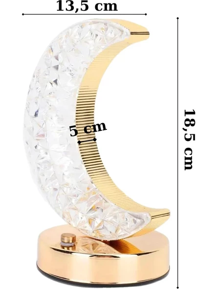 Dekoratif Ay Işığı Hilal Masa Lambası Crystal Moon USB Şarjlı 3 Modlu Ambiyans LED Gece Lambası B37 - 3