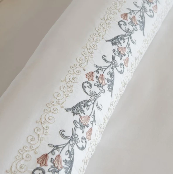 Karaca Home Belen Beyaz Çift Kişilik Nakışlı Nevresim Takımı - 4