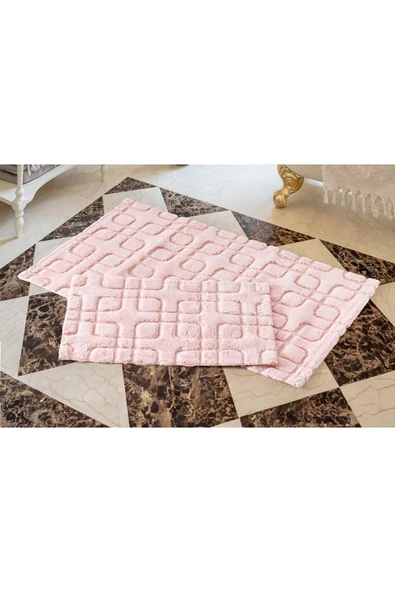 Cottonbox Pamuklu Paspas Seti Fila Pudra 60x100+40x60