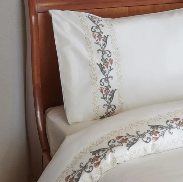 Karaca Home Belen Beyaz Çift Kişilik Nakışlı Nevresim Takımı - 2